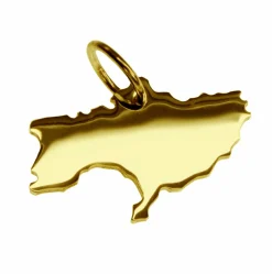 Anhänger der Landkarte Ukraine in massiv 585 Gelbgold