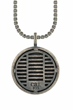 Anhänger mit Kette 925/- Silber matt oxidiert Rock Music Skull Wappen 41184719143006