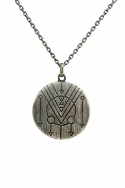 Anhänger mit Kette 925/- Silber matt rund oxidiert Tattoo Motiv 41185156759646