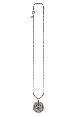 Anhänger mit Kette 925/- Silber matt rund oxidiert Tattoo Motiv 41185156759646