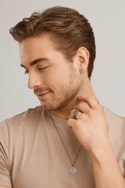 Anhänger mit Kette 925/- Silber matt rund oxidiert Tattoo Motiv 41185156759646