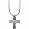 Anhänger mit Kette 925/- Sterling Silber matt-oxidiert Kreuz 41173133262942