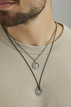 Anhänger mit Kette 925/- Sterling Silber matt-oxidiert Leder 41173132607582