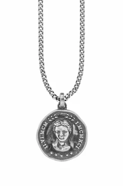 Anhänger mit Kette 925/- Sterling Silber oxidiert Münze Spinell 41173383348318