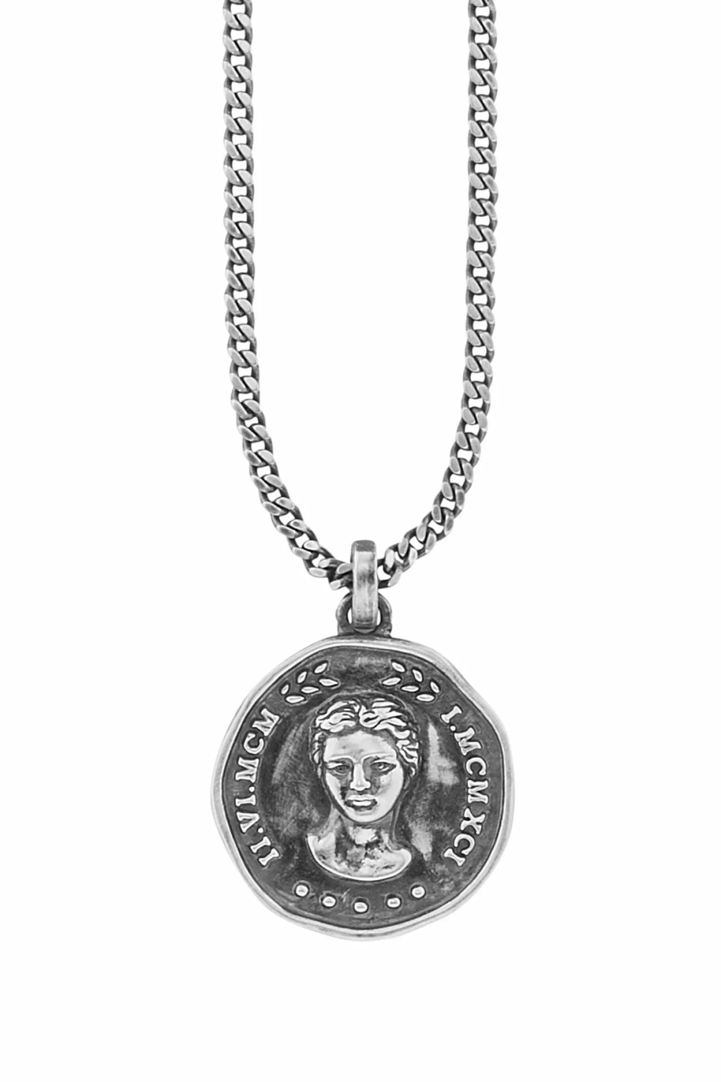 Anhänger mit Kette 925/- Sterling Silber oxidiert Münze Spinell 41173383348318