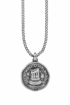 Anhänger mit Kette 925/- Sterling Silber oxidiert Münze Spinell 41173383348318