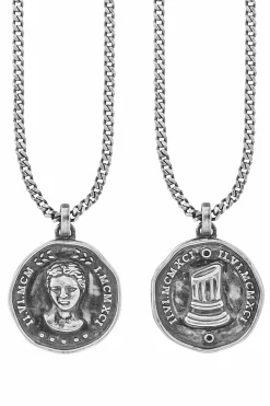 Anhänger mit Kette 925/- Sterling Silber oxidiert Münze Spinell 41173383348318