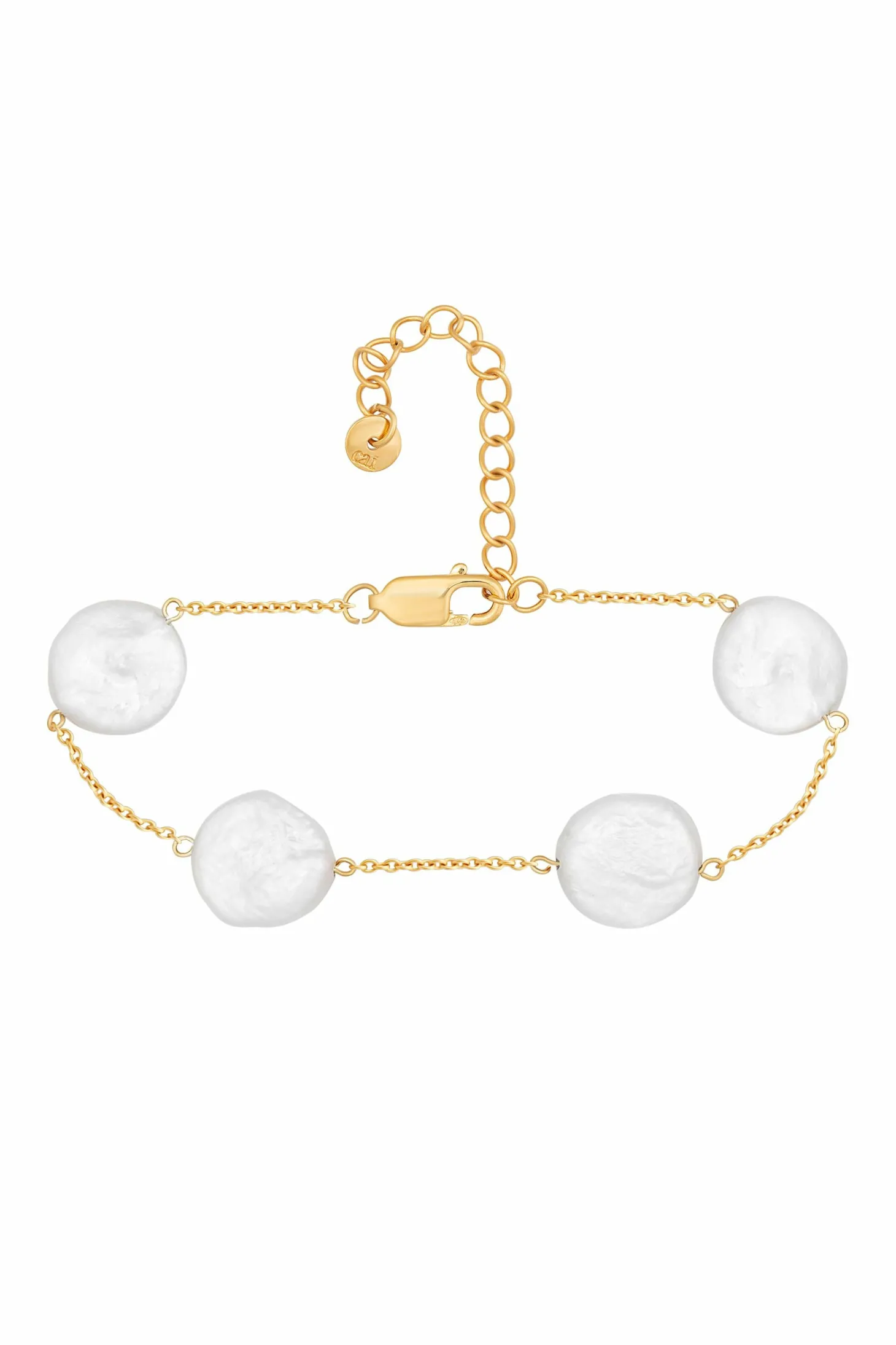 Armband 925 Silber vergoldet flache Süßwasserzucht Perlen 41185174945886