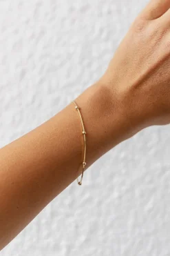 Armband 925/- Sterling Silber vergoldet Schlangenkette vierseitig diamantiert mit Kugeln 41184792641630