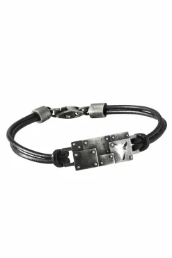 Armband 925/- Sterling Silber Lederband schwarz Bullhead 41184472072286