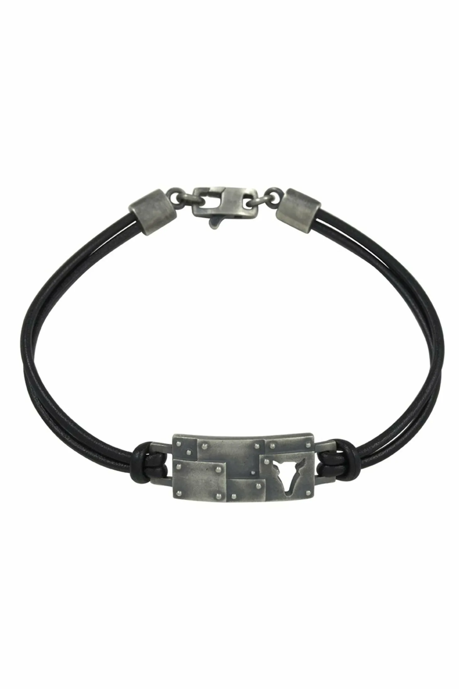 Armband 925/- Sterling Silber Lederband schwarz Bullhead 41184472072286