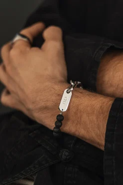 Armband Lavakugeln und Edelstahl Kette schwarz 21cm 41185185333342