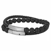 Armband Lavakugeln und Leder schwarz 21cm 41185181007966