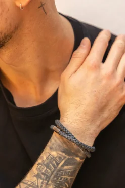 Armband Leder grau 21cm + Verlängerung Wickelarmband 41185221902430