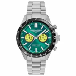 ASTON MARTIN Herren Armbanduhr Chronograph AML ICON grün, silber MTIS1F502