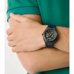 Aston Martin Herren Armbanduhr AML Thrill MTRI1F501 Schwarz Blau 42 mm Silikon