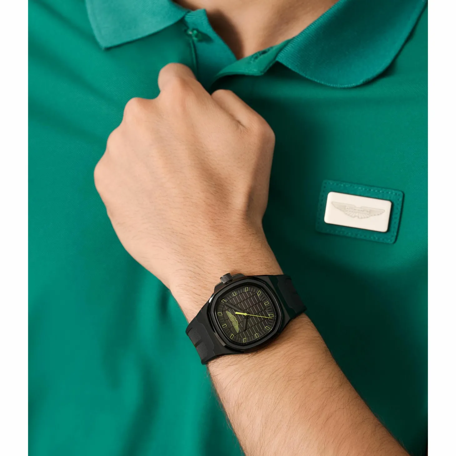 ASTON MARTIN Herren Armbanduhr AML ICON Schwarz/Lime MTIG1F503