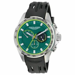 Aston Martin AML Thrill MTRH1F502 Herren Chronograph Armbanduhr Edelstahl Silikon Grün 44 mm