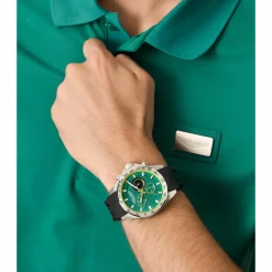 Aston Martin AML Thrill MTRH1F502 Herren Chronograph Armbanduhr Edelstahl Silikon Grün 44 mm