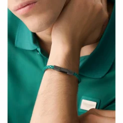 ASTON MARTIN Armband Herren AML THRILL Lederband Edelstahl Grün/IP Gun MJRIF5BU2