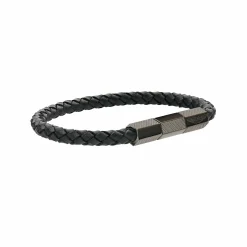 ASTON MARTIN Armband Herren AML THRILL Lederband Edelstahl Schwarz/IP Gun MJRIF5BU1