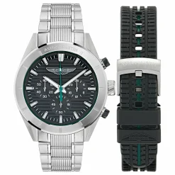 Aston Martin Herren Armbanduhr AML Icon mit austauschbaren Armband und Gehäuse 45 mm Schwarz Edelstahl MTIB1F501