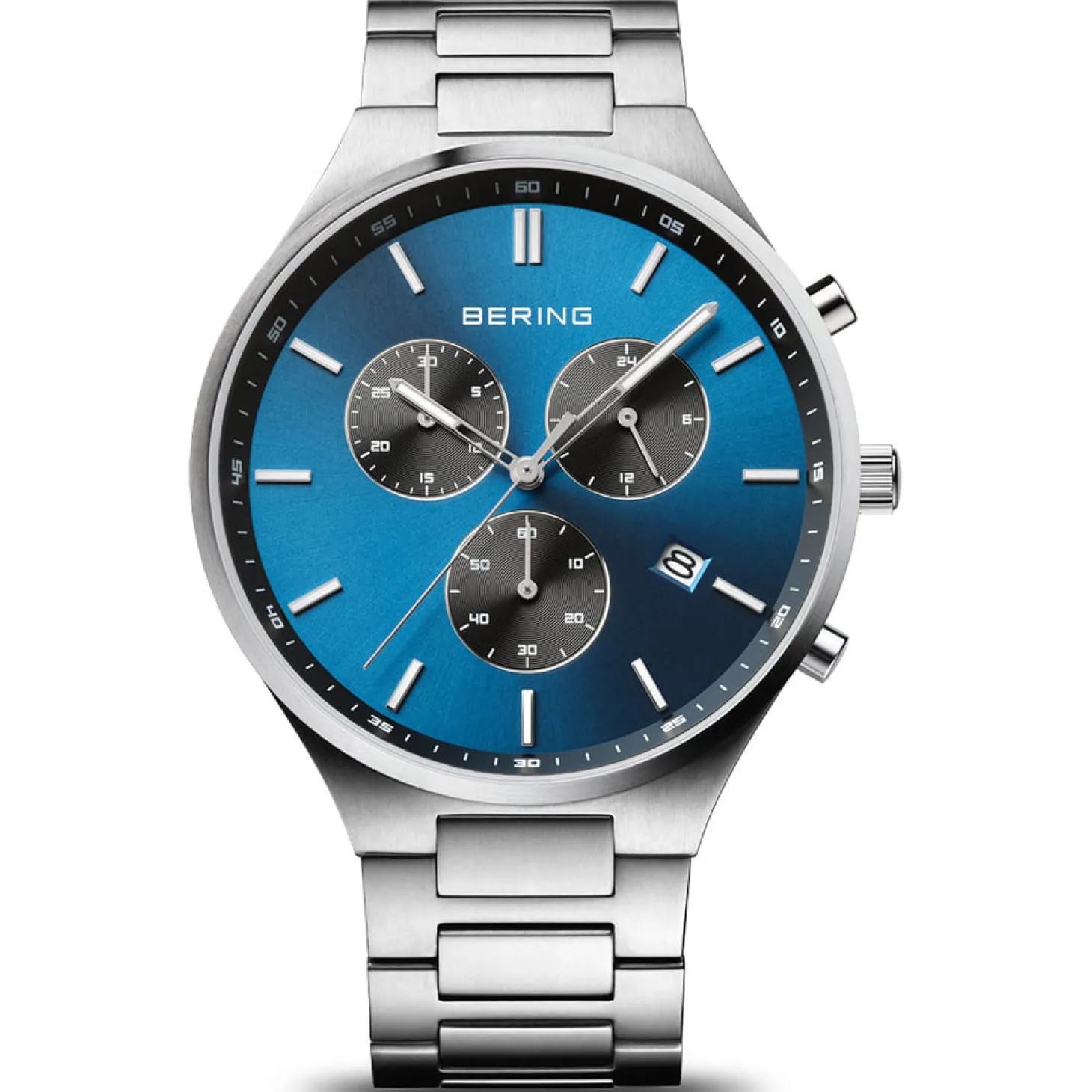 Bering Herren Chronograph Titanium Silber Blau 11743-707