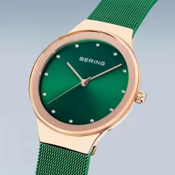 Bering Damen Armbanduhr Classic 34 mm 3 ATM Saphirglas SWAROVSKI ELEMENTS Slim Design Armband Milanaise 12934-868