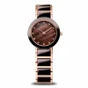 Bering Damen Armbanduhr Ceramic 22 mm Armband Edelstahlband mit Keramikelementen rosegold 11422-765
