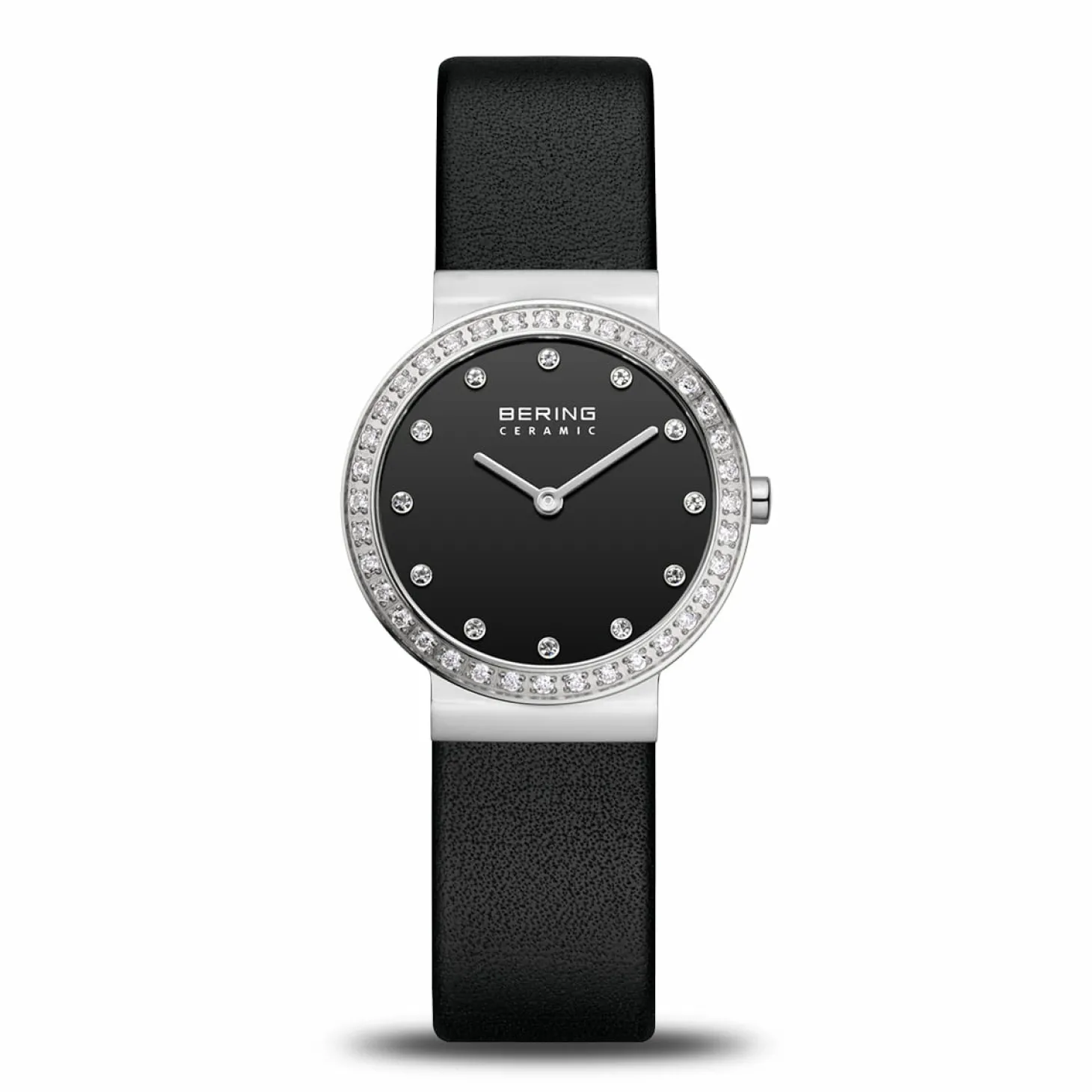 Bering Damen Armbanduhr Ceramic 29 mm Armband Leder Keramik 10729-443