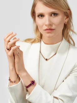 Bering Damen Armbanduhr classic Roségold mit Lila Milanaise Armband 11022-969