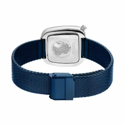Bering Damen Quarz Armbanduhr Edelstahl Silber-Blau Milanaise Armband 18034-307