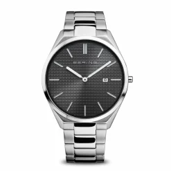 Bering Herren Armbanduhr Ultra Slim 40 mm 3 ATM Saphirglas Slim Design Armband Edelstahlband mit Edelstahlelementen 17240-702