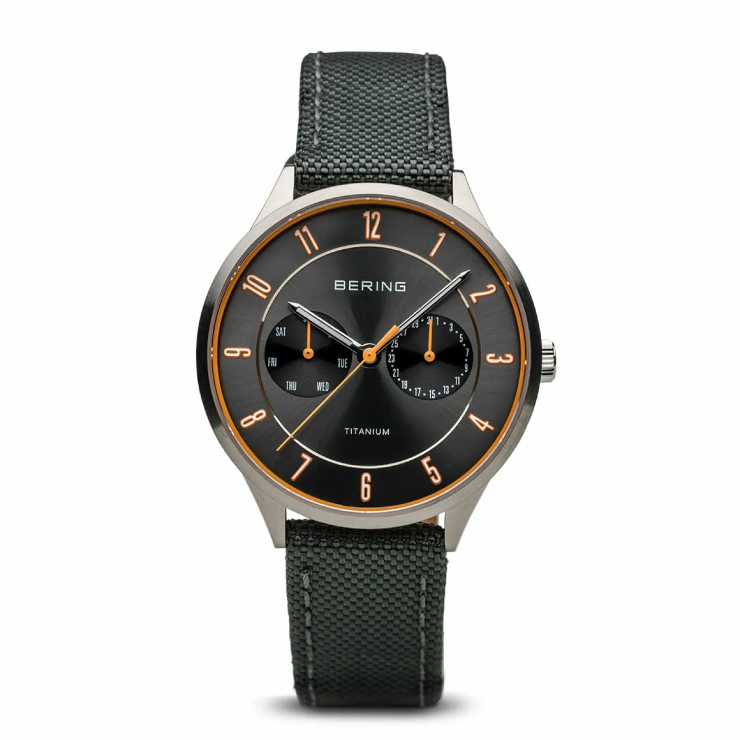 Bering Herren Armbanduhr Titanium 39 mm Armband Nylon 11539-879