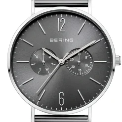 Bering Herren Armbanduhr Classic Edelstahl Milanaiseband Grau 14240-308