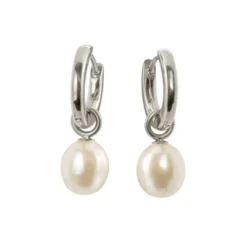 Boccia Damenohrringe Perlen-Creolen Silber 05068-01