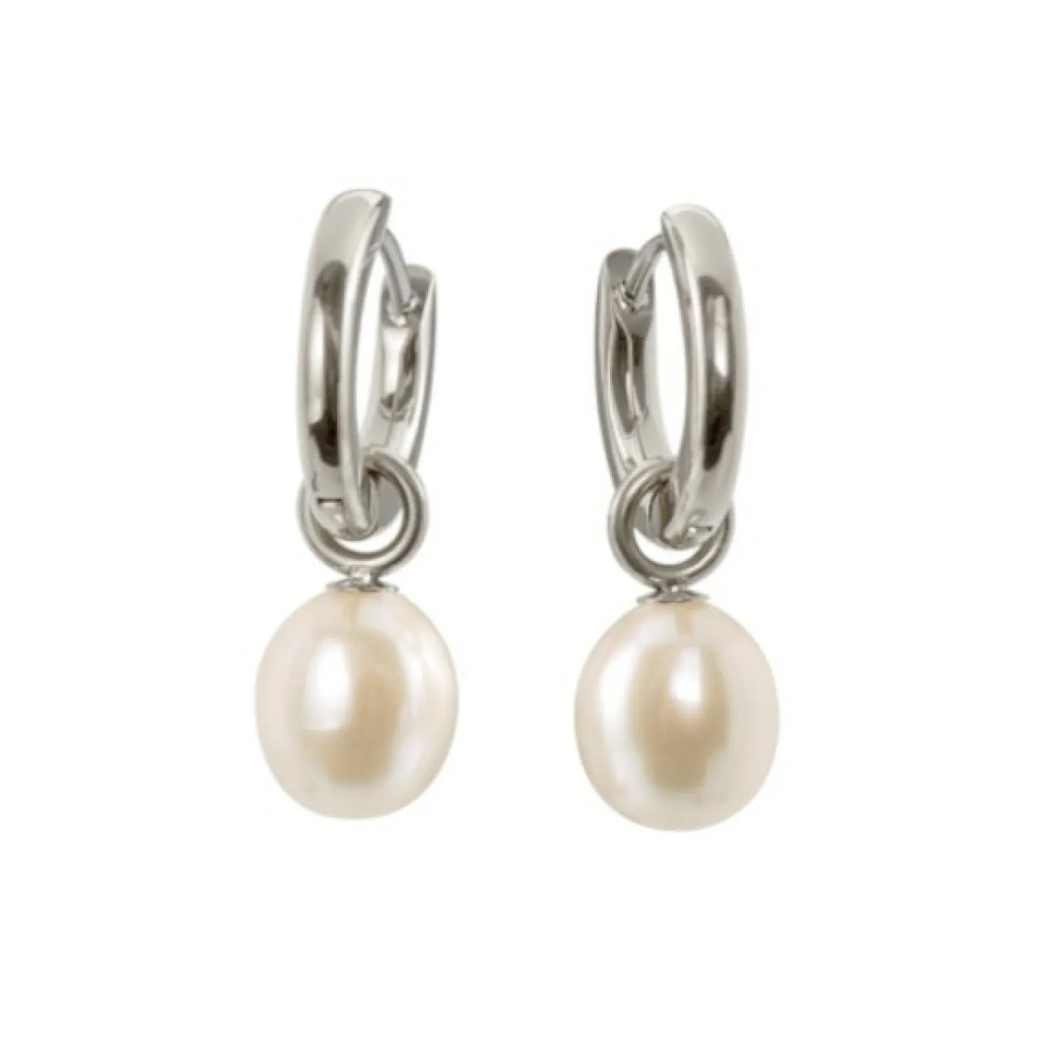 Boccia Damenohrringe Perlen-Creolen Silber 05068-01
