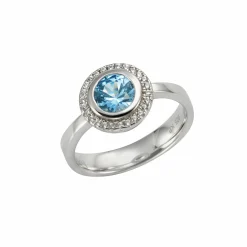 Celesta Silber 925/- Sterling Silber Zirkonia & sy. Blautopas Ring 41675996594270