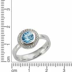 Celesta Silber 925/- Sterling Silber Zirkonia & sy. Blautopas Ring 41675996594270