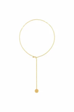 Collier 925 Silber Kette Y-Kette vergoldet Münze Sonne Karma 41184820723806