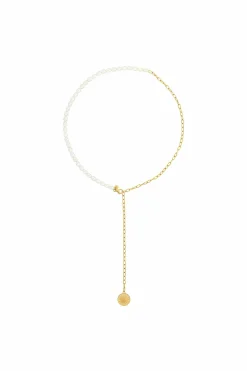 Collier 925 Silber vergoldet Y-Kette Perlen Münze Sonne Mond 41184821379166