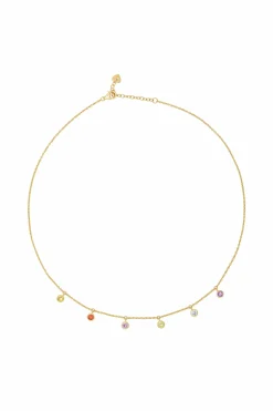 Collier 925 Silber vergoldet Anhänger Zirkonia Rainbow 41185026932830