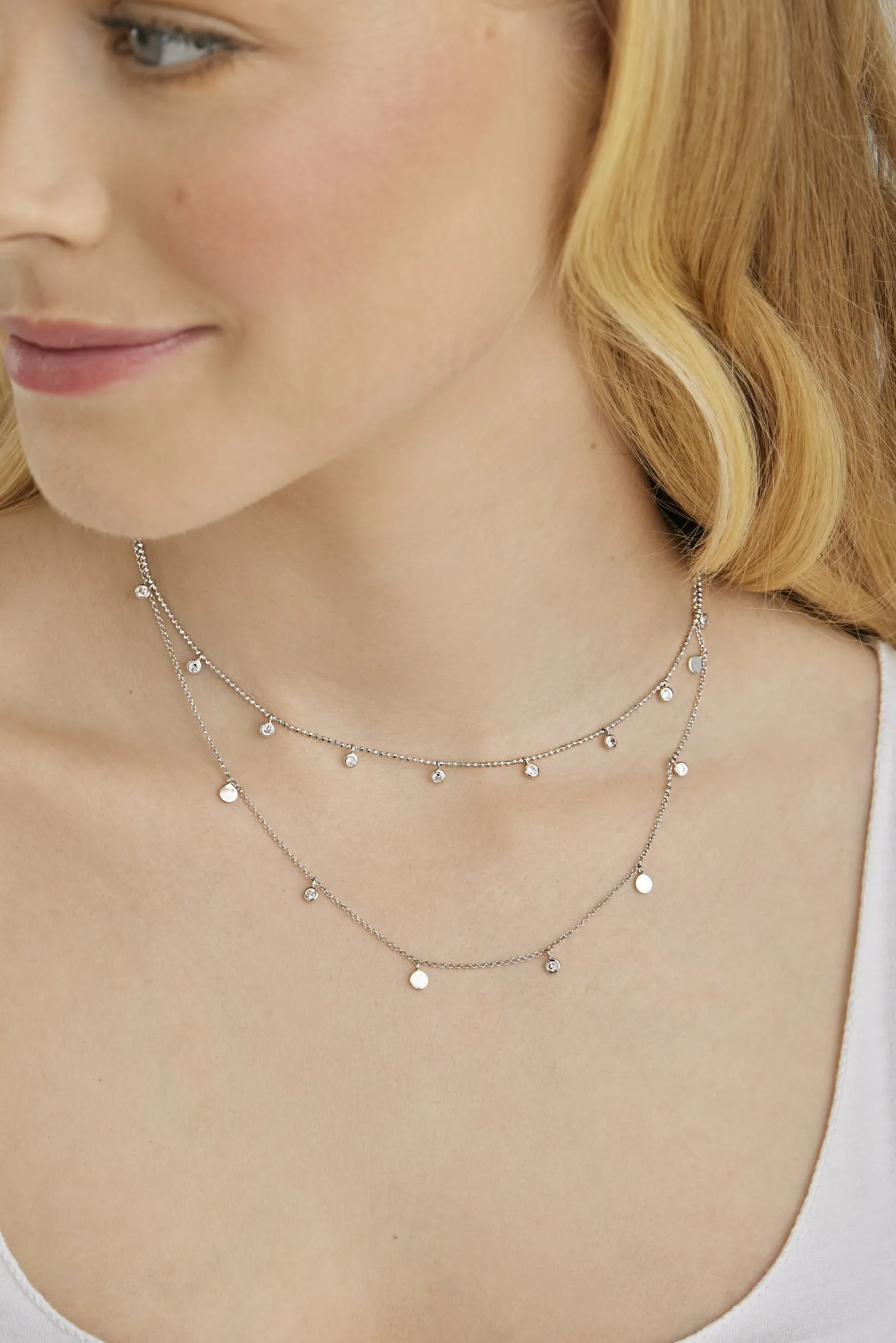 Collier 925/- Sterling Silber rhodiniert Anhänger rund Zirkonia 41184804044894