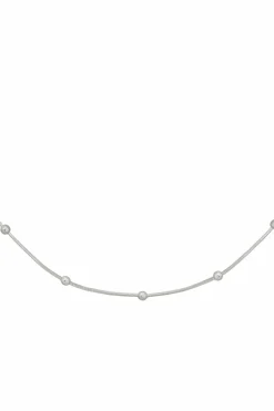 Collier 925/- Sterling Silber Schlangenkette vierseitig diamantiert mit Kugeln rhodiniert 41184786448478