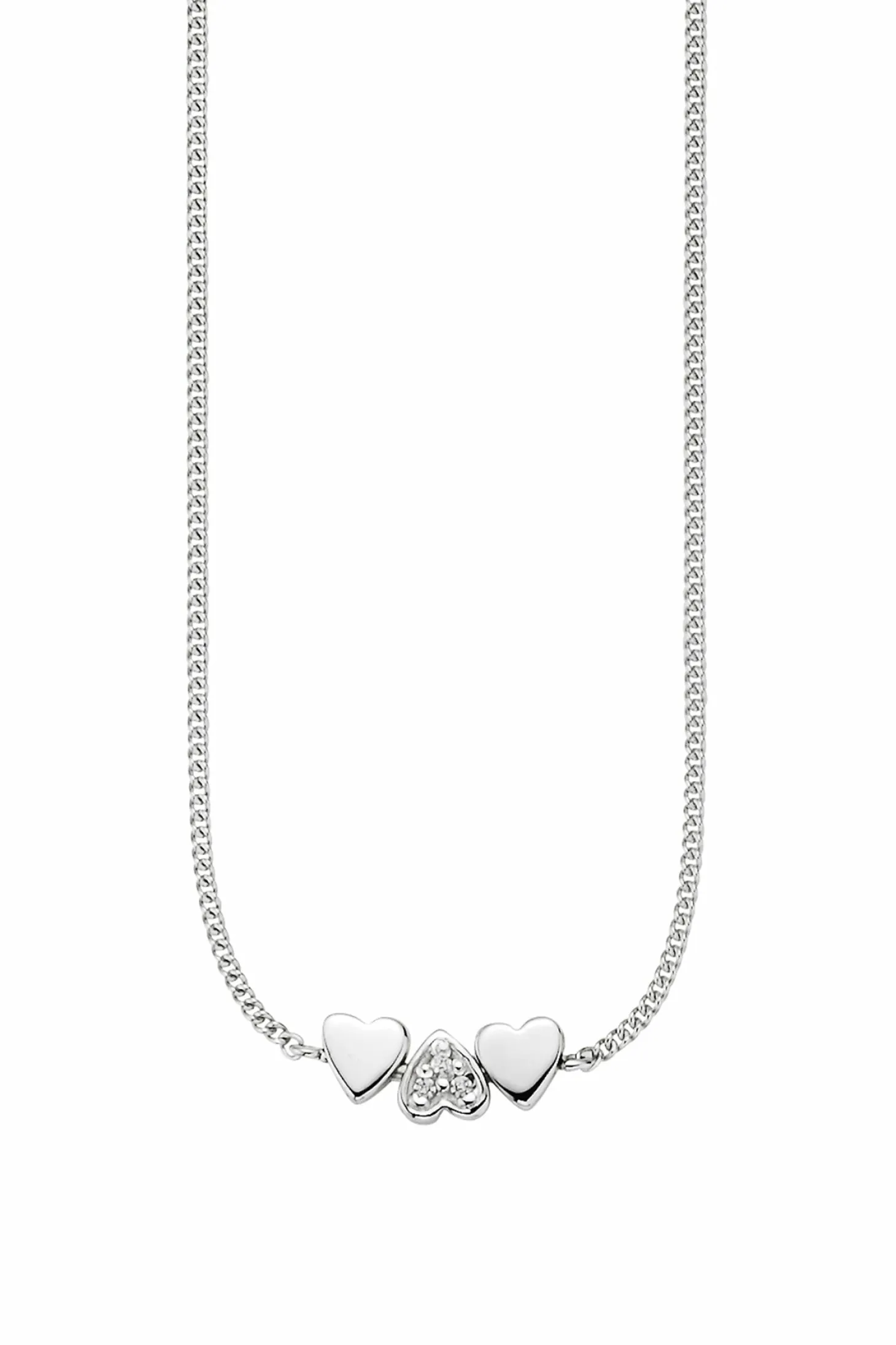 Collier 925/- Sterling Silber rhodiniert Zirkonia Herzen 41183977013342