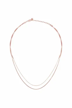 Collier 925/- Sterling Silber Venezianer Kette rosé vergoldet zweireihig 41184679133278