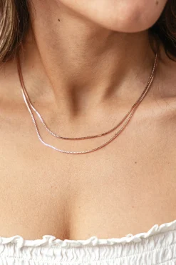 Collier 925/- Sterling Silber Venezianer Kette rosé vergoldet zweireihig 41184679133278