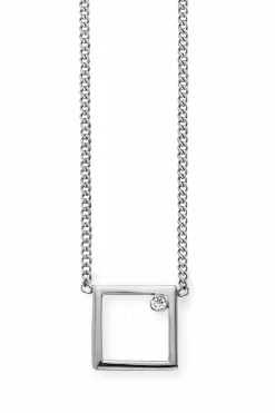 Collier 925 Sterling Silber rhodiniert Rechteck Zirkonia 41184569622622