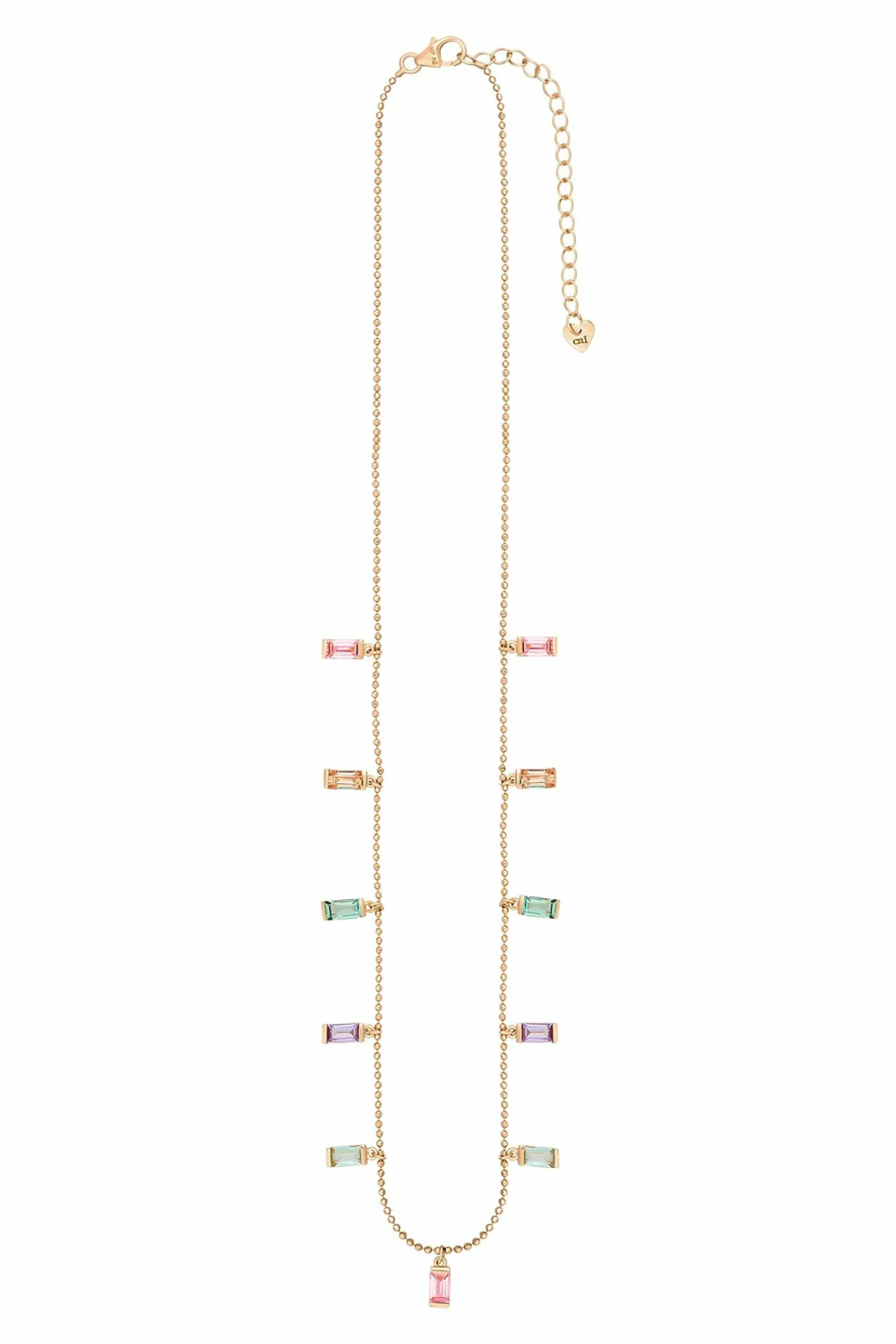 Collier 925 Sterling Silber gelb vergoldet Anhänger Zirkonia Baguette Pastell 41185115111518