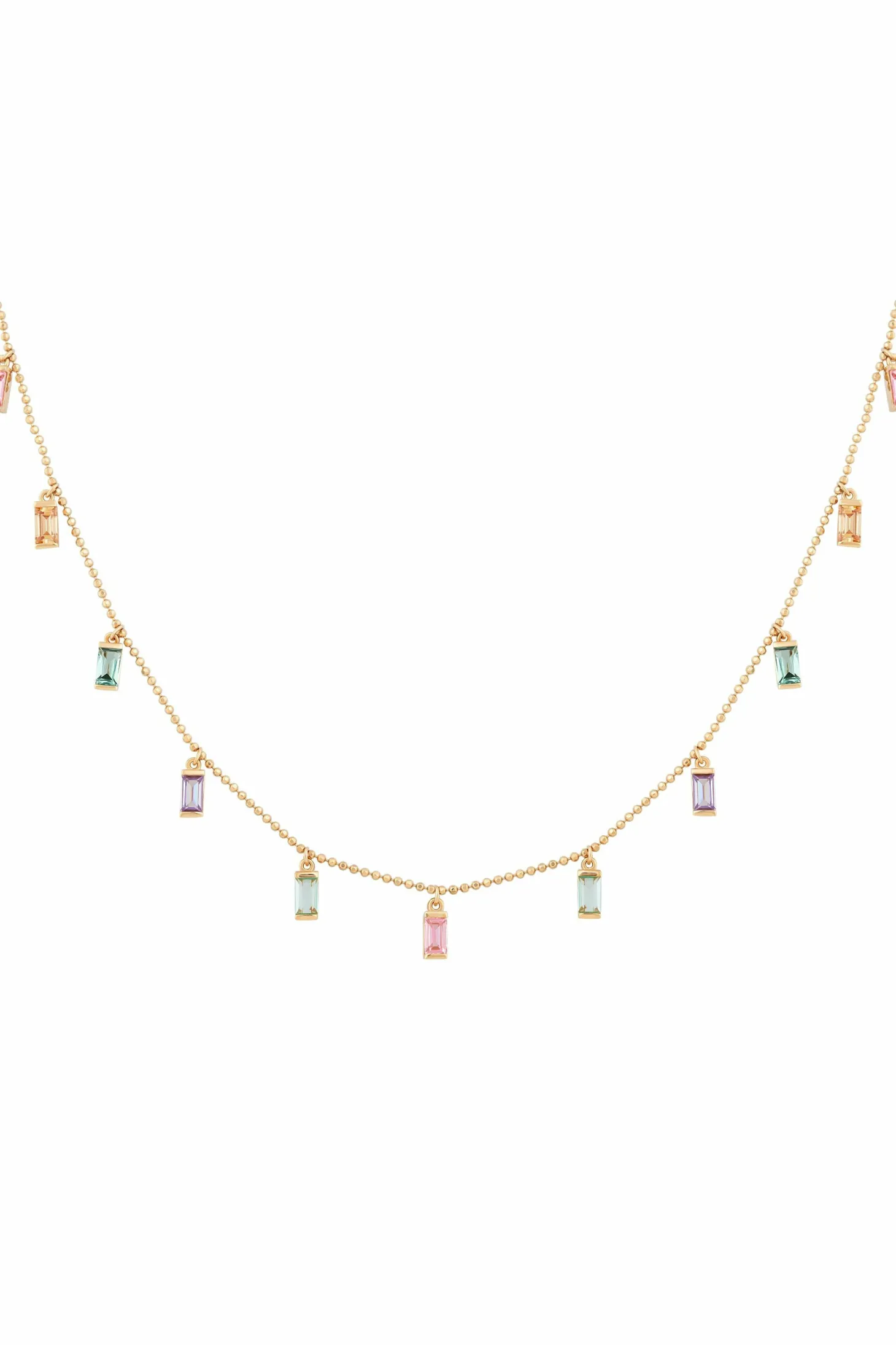 Collier 925 Sterling Silber gelb vergoldet Anhänger Zirkonia Baguette Pastell 41185115111518